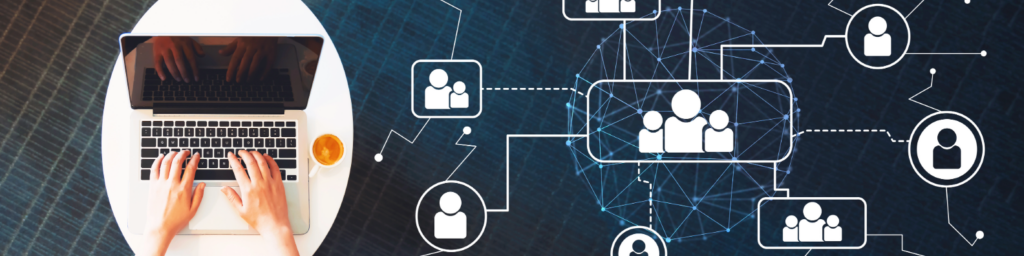 laptop with links to a variety icons